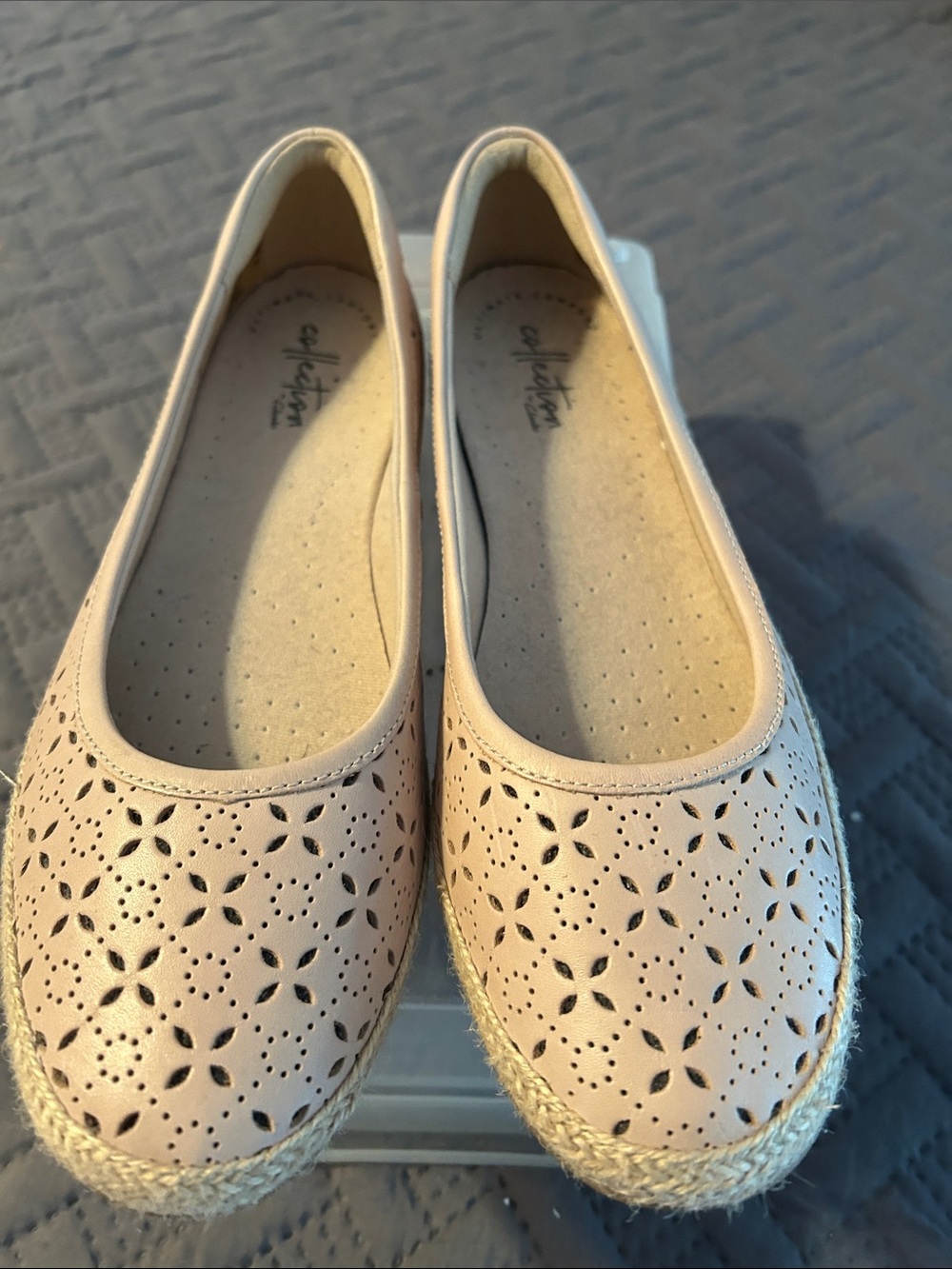 Clarks Light Beige Perforated Espadrille Flats